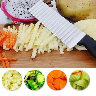 Edelstahl Kartoffel Chip Slicer Teig Gemüse Obst Crinkle Wavy Slicer Messer Kartoffel Cutter Chopper Französisch Fry Maker