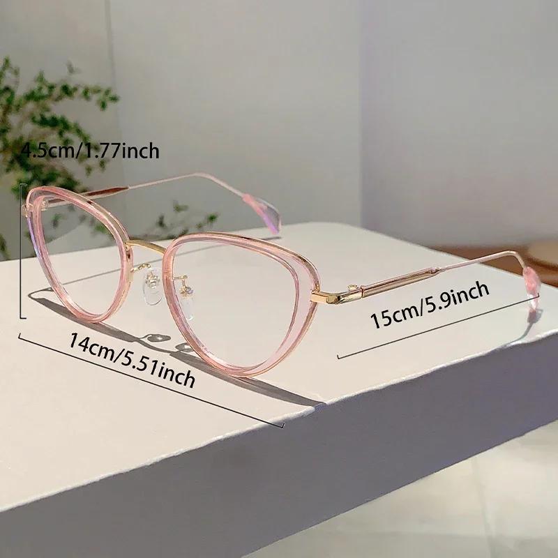 Cat Eye Glasses Women Popular Stylish Black Rim Blue Light Blocking Eyeglasses Ins Trendy Decor Design Eyewear