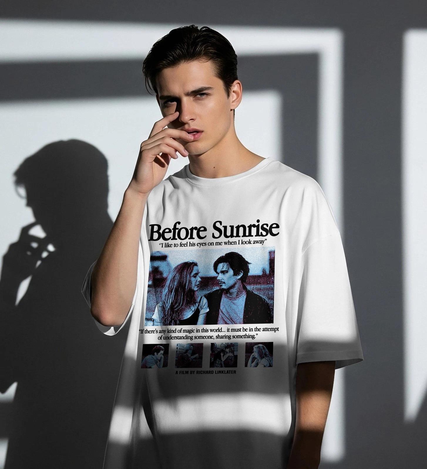 

Before Sunrise (1995) Movie T-Shirt – Ethan Hawke Romance Film Tee, Richard Link XL