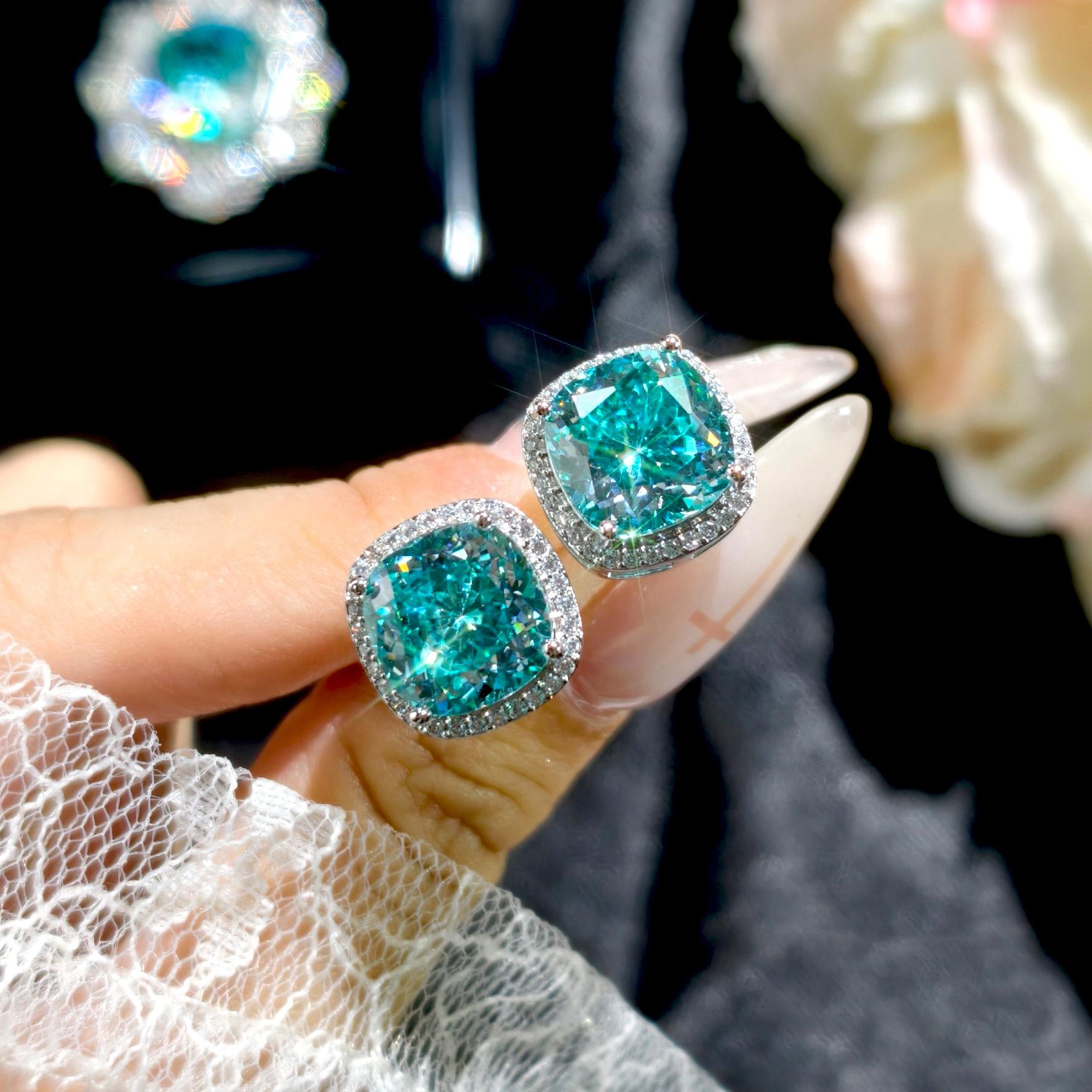 Wunderschönes grünes Zirkonia-Anhänger-Halskette, Ring, Ohrringe für Frauen, elegantes Design, weiblich, Hochzeitsparty, trendiger Schmuck gray