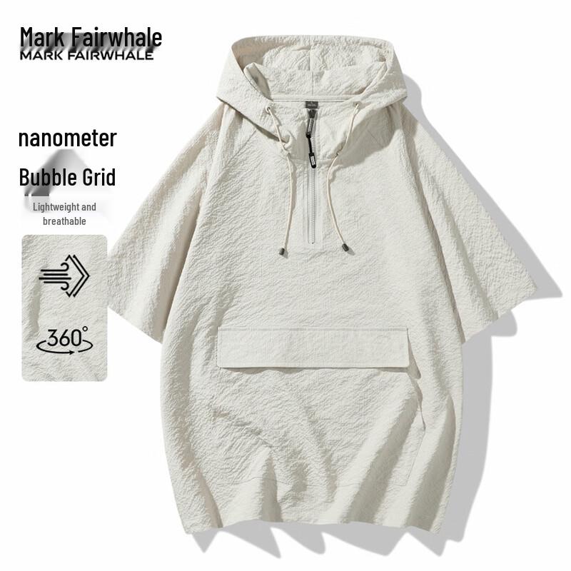 MARK FAIRWHALE Men s Summer Hooded Half-Zip T-Shirt XL