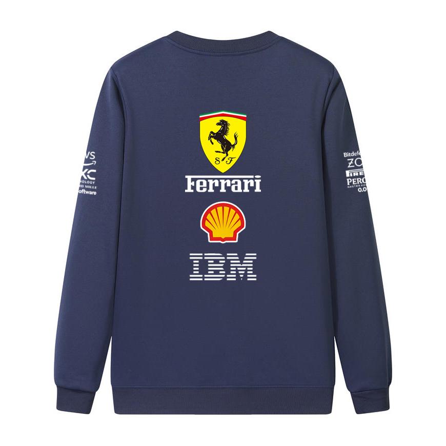 Unisex Damen Herren Frühling und Herbst F1 Ferrari Racing Print Rundhals Sweatshirt Lässig Locker Langarm Pullover Sport Streetwear