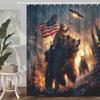 Funny Bear Printed Shower Curtain Cool Cat Riding Bear Forest Woodland Ufo For Bathroom Decor
