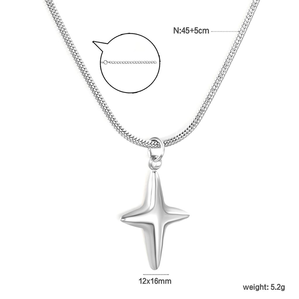 Simple Stainless Steel Little Star Pendant Necklace Women's Accessories Versatile Personality Sweet and Cool Tetragonal Star Collarbone Chain