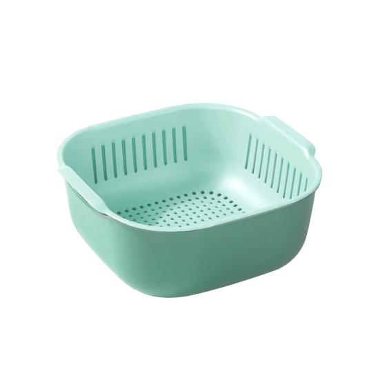 1 Set Large Capacity Washing Strainer Bowl Both Sides Handle PP Vegetable Cleaning Draining Bowl Kitchen Assistant