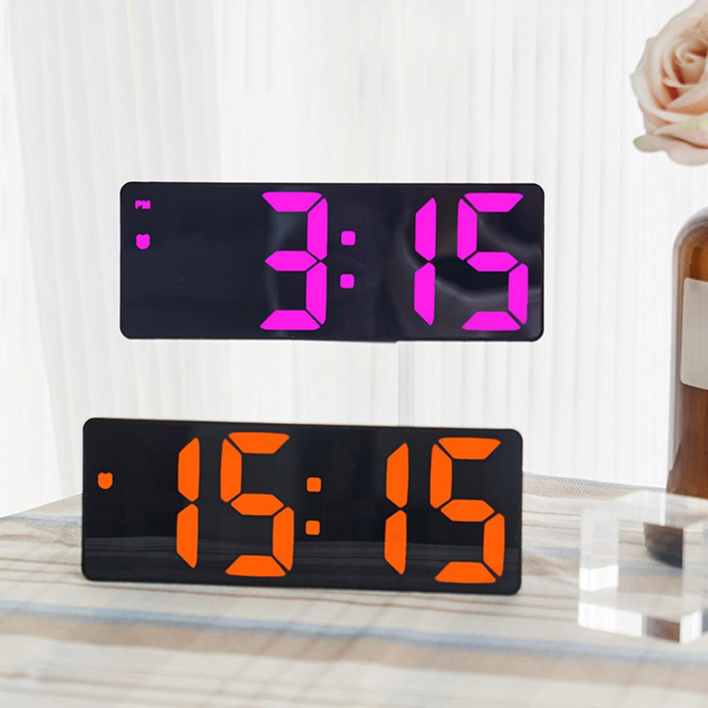 Mirror Surfaces LED Digital Alarm Clock with Alarm Dimming Date Day of Week Temperature Display for Bedroom Table Decors