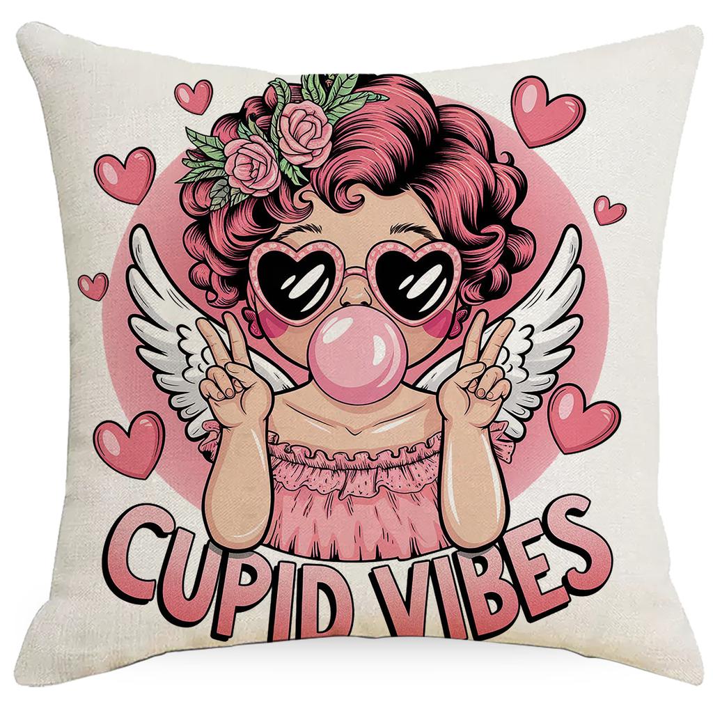 Nowa Poszewka na Poduszkę Walentynkową Anioł Skrzydła Miłości Nadruk Dekoracja Świąteczna Poszewka na Poduszkę Sofa