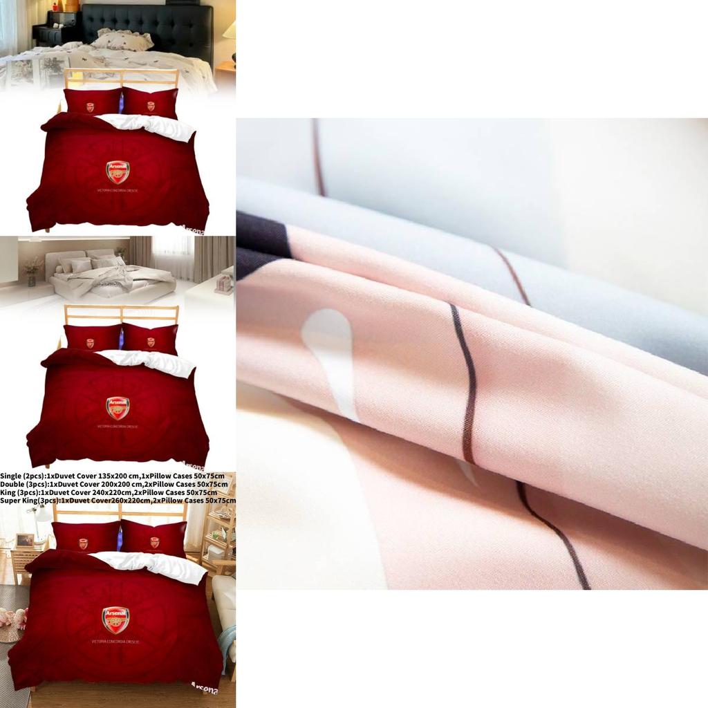 Arsenal Pattern Digital Print Bedding Threepiece Set With Brushed Fabric For Modern Childs Room