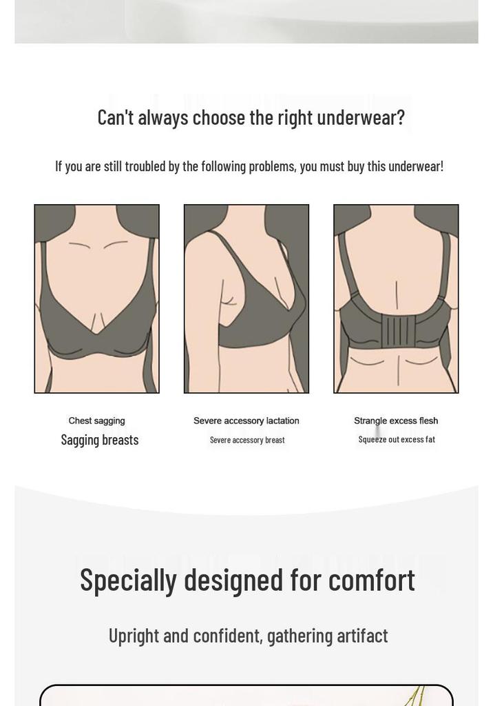Front Closure Wireless Push-Up Bra for Middle-Aged and Elderly Women