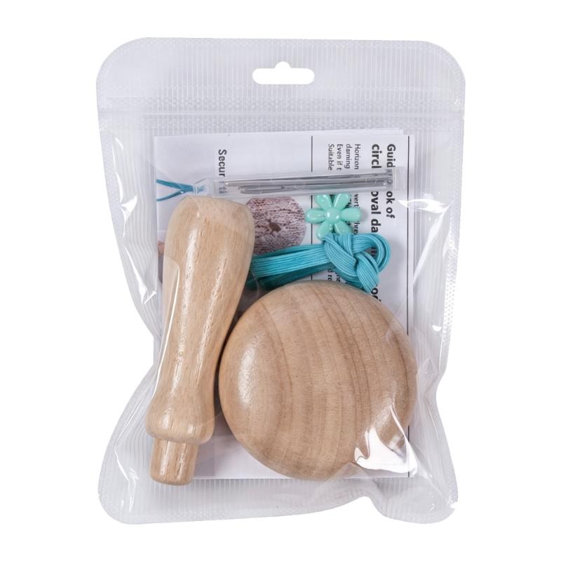 Sweater Care Darning Mushroom Set, Wooden Clothing Support with 10 Assorted Needle Types and Threader for Daily Household Repair Work