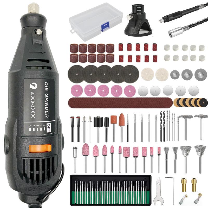 Speed Control Mini Electric Grinder Micro Rotary Grinder 130W Handheld Grinder DIY High Power Portable Electric Drill Set EU Plug