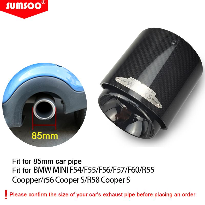 

genuine SUMSOO 1PCS Black/Glod/Burnt Blue/Silver Chrome and Carbon Fiber Muffler Tip Fit for BWM MINI Cooper S Exhaust Tip Black in85mm