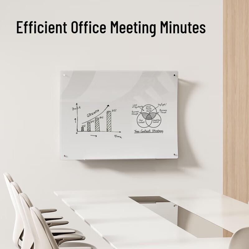 Deli Magnetic Curved Tempered Glass Whiteboard 120x90cm