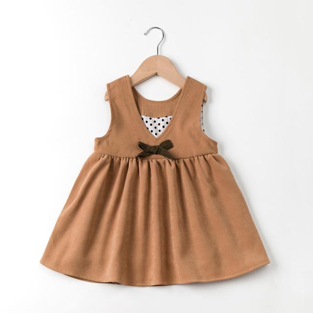 YUBAOBEI Girls Dress Spring And Summer Korean Sleeveless Princess Dresses Children V-neck Cute Bow Vest Dress