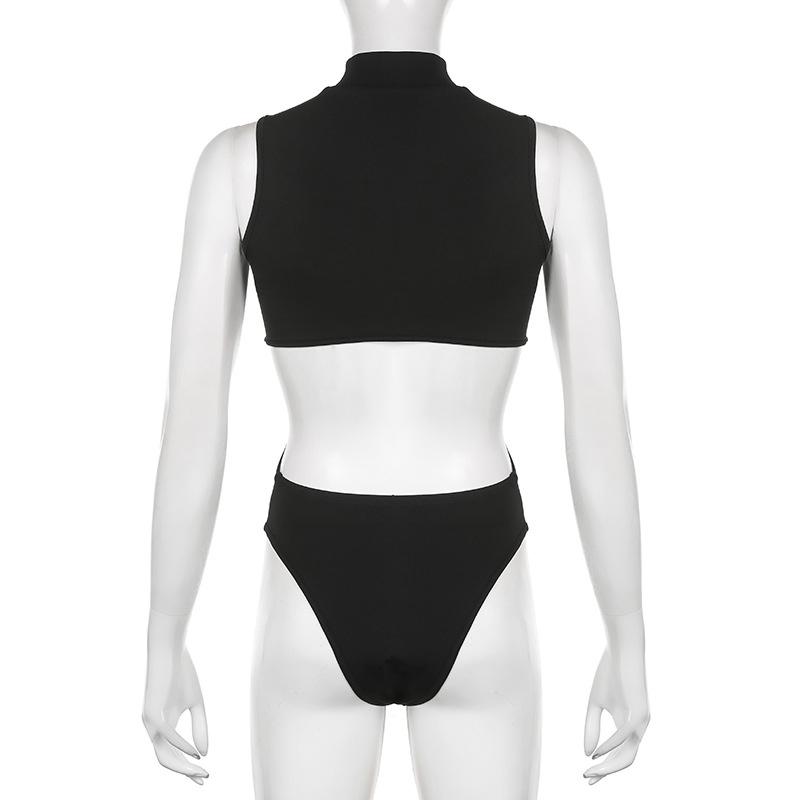 Gothic Techwear Sexy Hollow Out Sleeveless Tank Tops Bodysuit For Women Streetwear Style Backless Playsuit Vest For Women