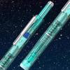 Retractable Fountain Pen Fine Nib Set 0.38mm Black/Blue Ink Transparent Barrel Pen with 5 Refillable Ink Cartridges for Sketching