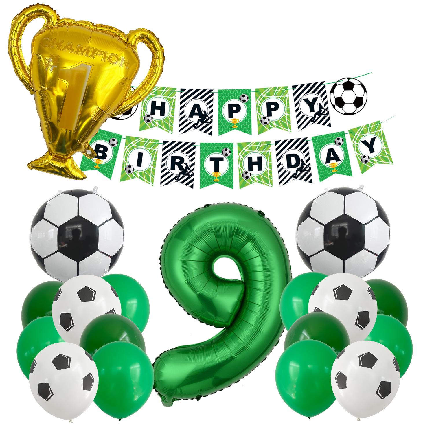 

New Football Trophy Aluminum Film Balloon Flag Set Birthday Balloon Party Decoration Sports Theme Number 9
