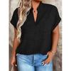 2026 New Women's V-neck Pullover Solid Color Pocket Bat Sleeve Casual Elegant Top for Women