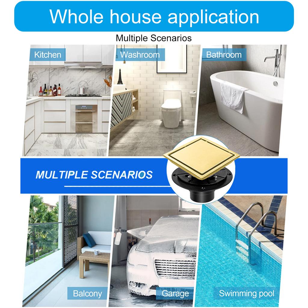 Upgrades 4inch Square Bathroom Drain Easy Maintenance Designs Modern Square Floor Drain Odor Proof Drain for Bathroom