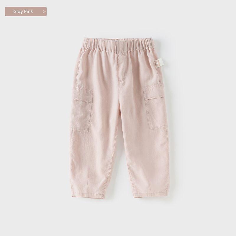 David Bella Children s Pants 2026 Summer New Style Girls  and Boys  Lyocell Thin Linen Casual Pants Long Pants Gray Pink [Ready Stock] 120