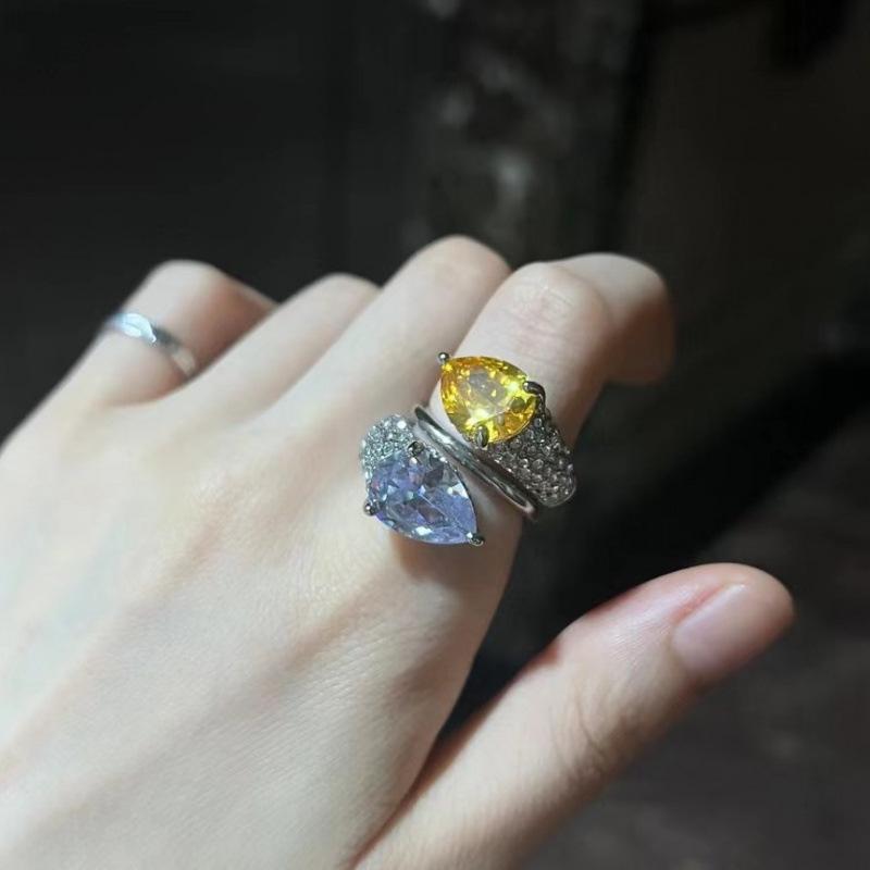 Adjustable Yellow Diamond Zirconia Ring - European & American Style Gemstone Jewelry