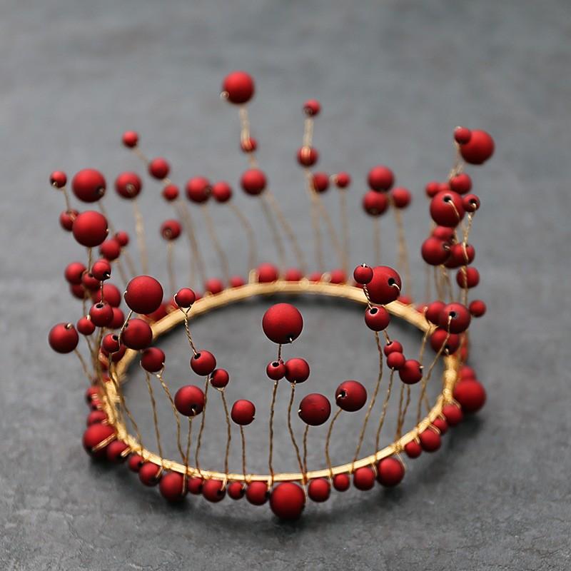 Crown Cake Decoration Highlight Seaweed Pearl Baking Round Tiara Birthday Party Accessories Hair Accessories Bridal