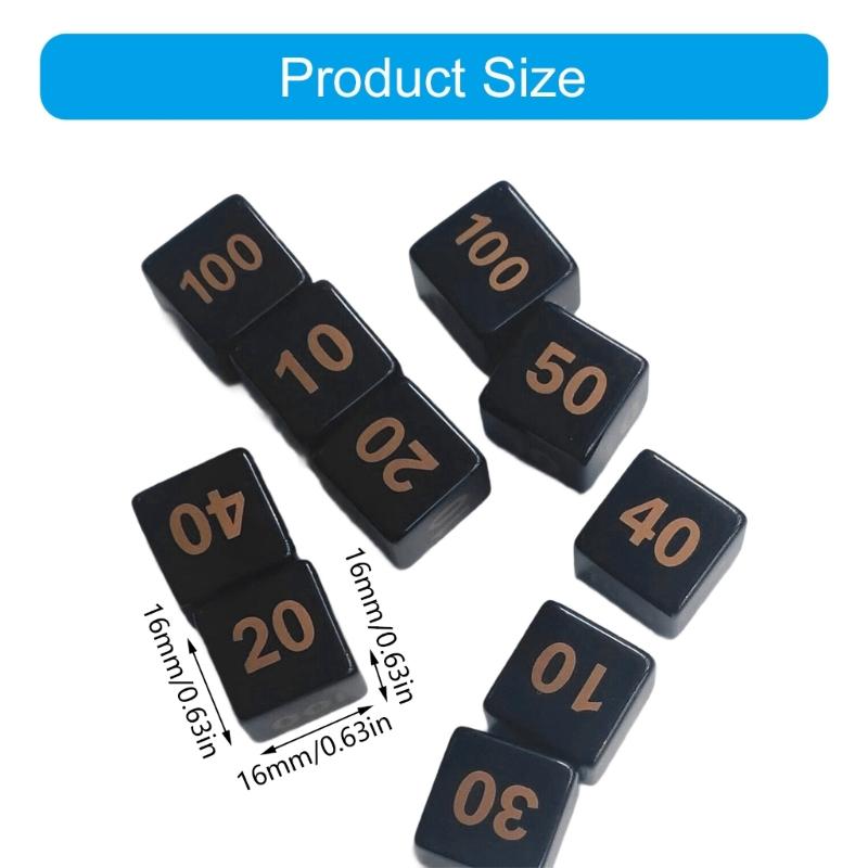 10Pcs Acrylic 6 Sided Round Corner Dices Mult Sided Table Game Dices Math Counting Teaching Tool Mahjong Accessories