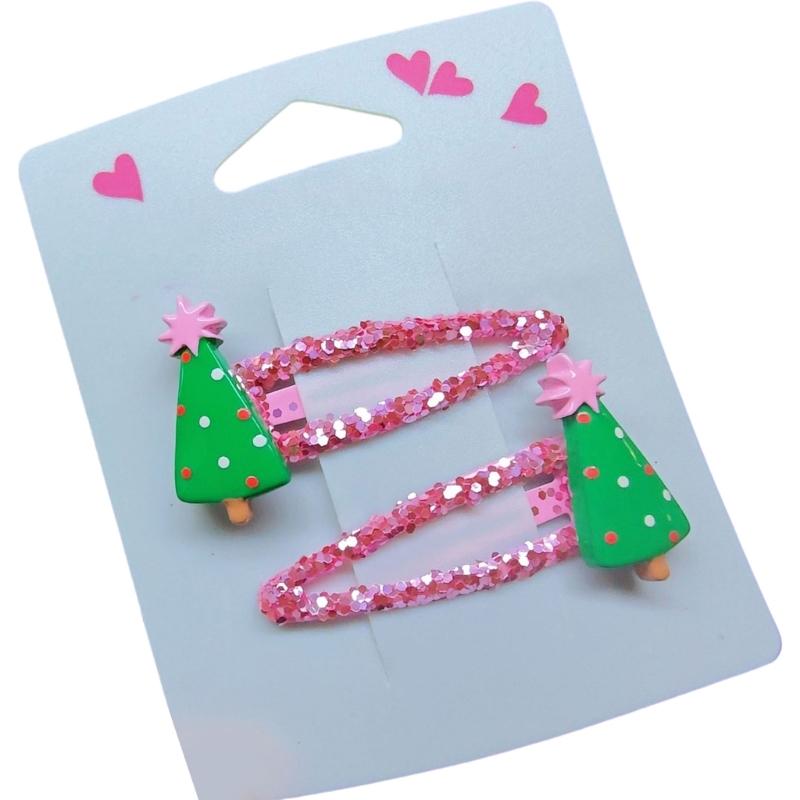 Lovely Christmas Hair Clip Sequined Nonslip Strong Clip Santa/Tree Decors For Christmas Holiday Hair Styling Accessories