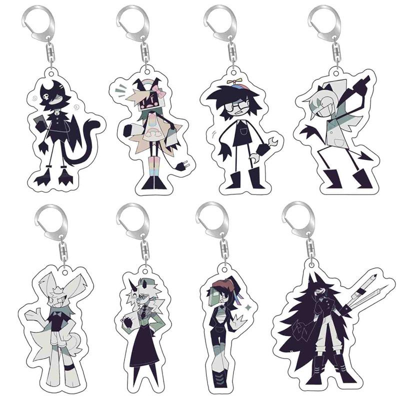 Chic Studio Unisex Black/White Cartoon Anime Fundamental Paper Education Keychain And Acrylic Figure Pendant Keychains Cosplay Keyring Jewelry Gift