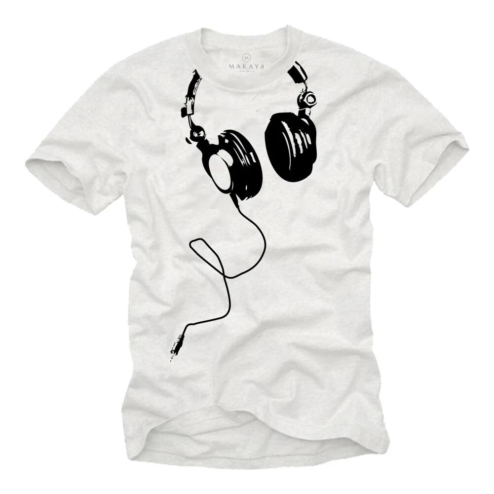 Electro House Music Mens T-Shirt with Headphones - Mens Techno Party DJ Shirt- S