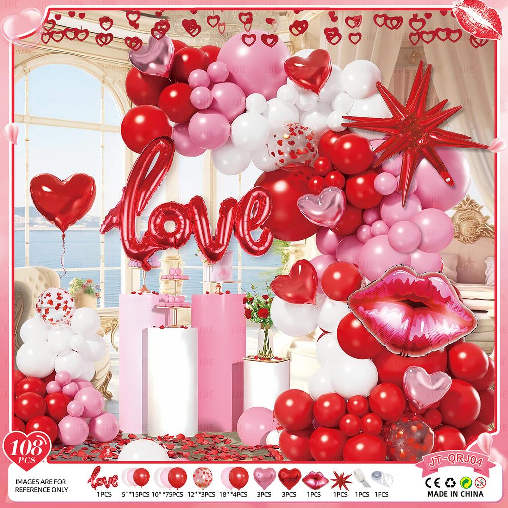 Valentine'S Day Balloon Set Proposal Confession Background Wall Balloon Arch Birthday Party Balloon Decoration Arrangement