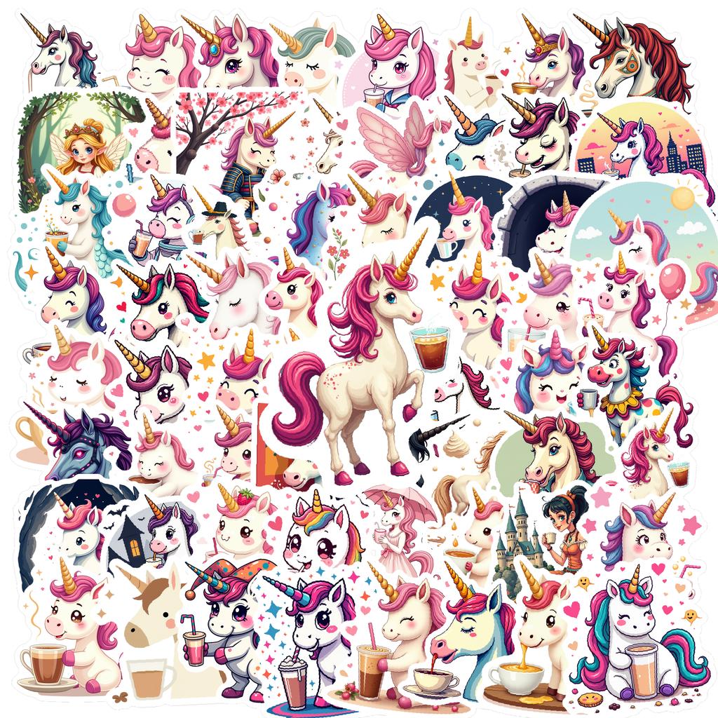 35-150pcs Unicorn Stickers Cute Pony Graffiti Sticker Kawaii Animal Stationery Sticker Decals Classroom Learning Rewards