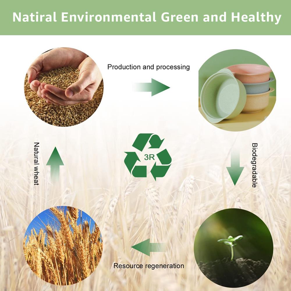 Kids Wheat Straw Instant Noodles Bowl Soup Food Container with Lid Kitchen Tableware Insulation Anti-hot Rice Bowl Dinnerware