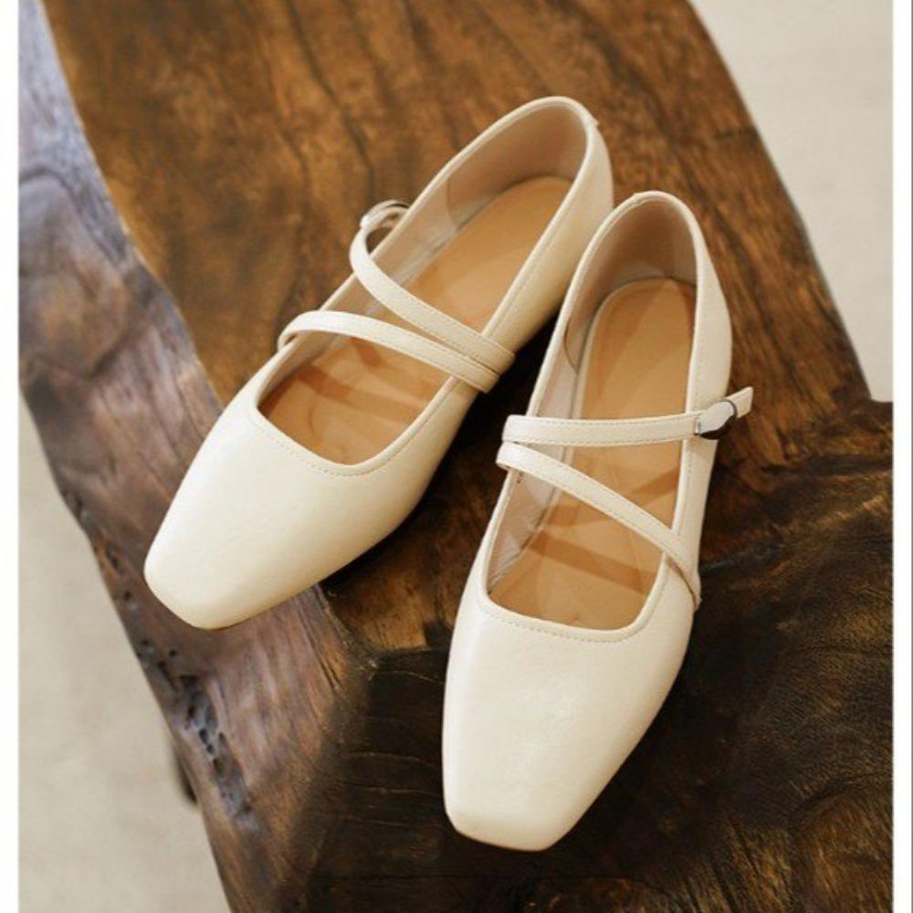 

Fashion Solid Color Simple Elegant Casual Flat Wear-resistant Comfortable Fashionable Women s Shoes Chaussure Mary Jane Shoes 40 бежевий