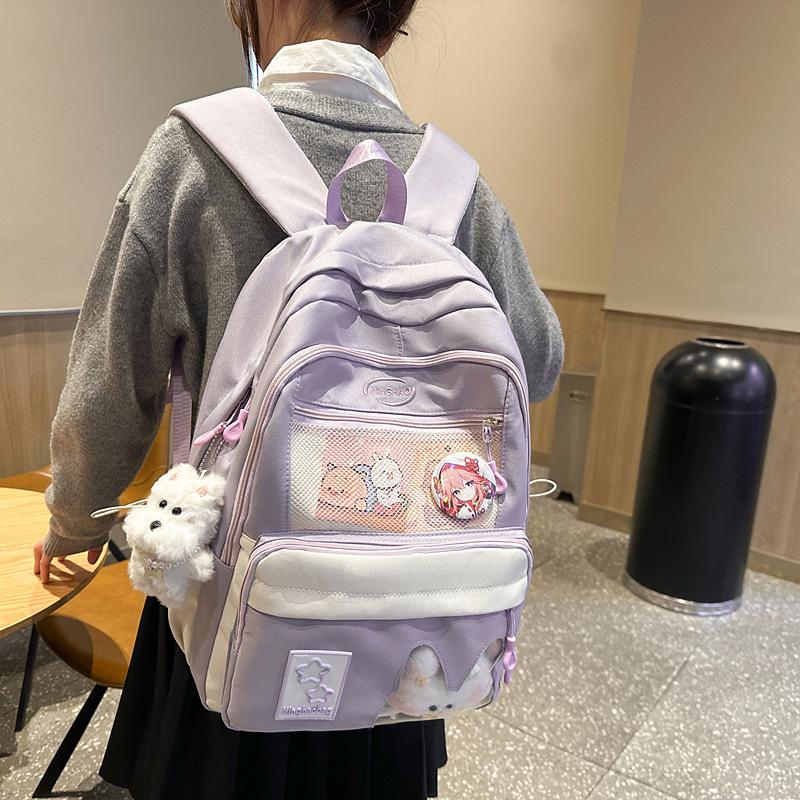 High School Students, Japanese Cute Transparent Pain Bag, Large-capacity Student School Bag, Simple and Versatile Girl Backpack.