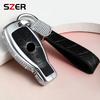 Alloy Leather Car Metal Key Case Cover Shell Fob for Mercedes Benz A B C S Class AMG GLA CLA GLC W176 W221 W204 W205 Accessories