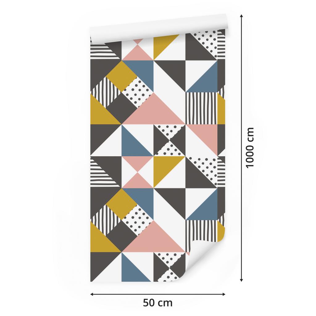 Geometric and colorful triangles wallpaper for living room and bedroom 50x1000