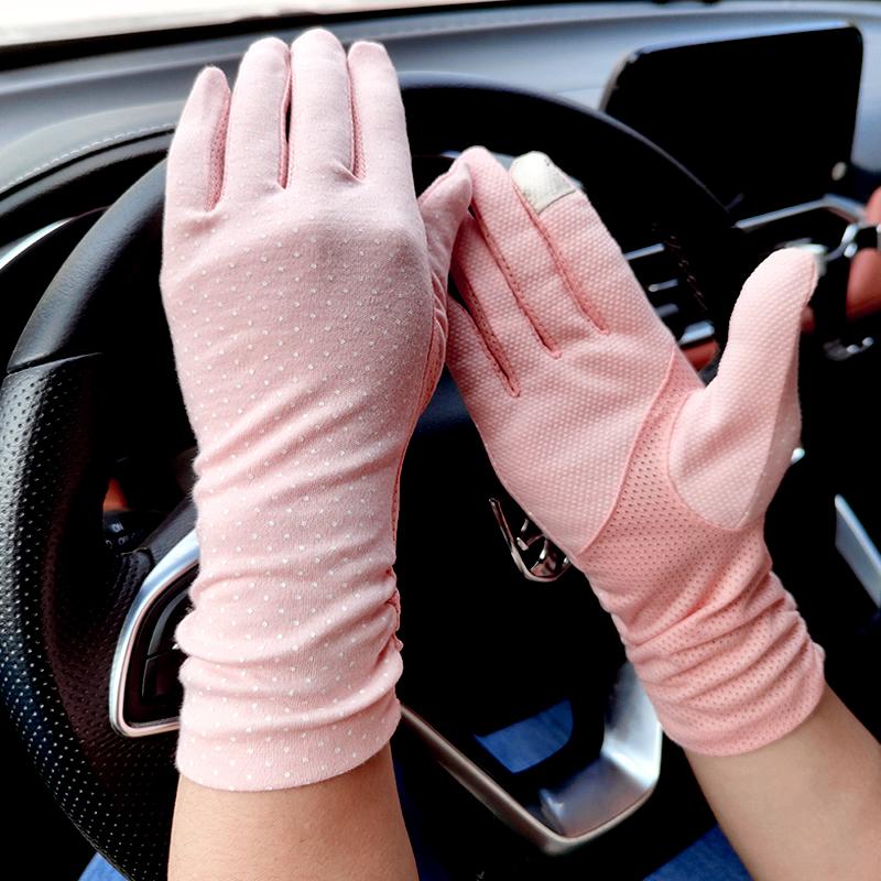 New Fashion Gloves Women Mid-long Summer Cotton Black Print Cycling Thin Touch Screen Bike Car Driving Gloves for Women