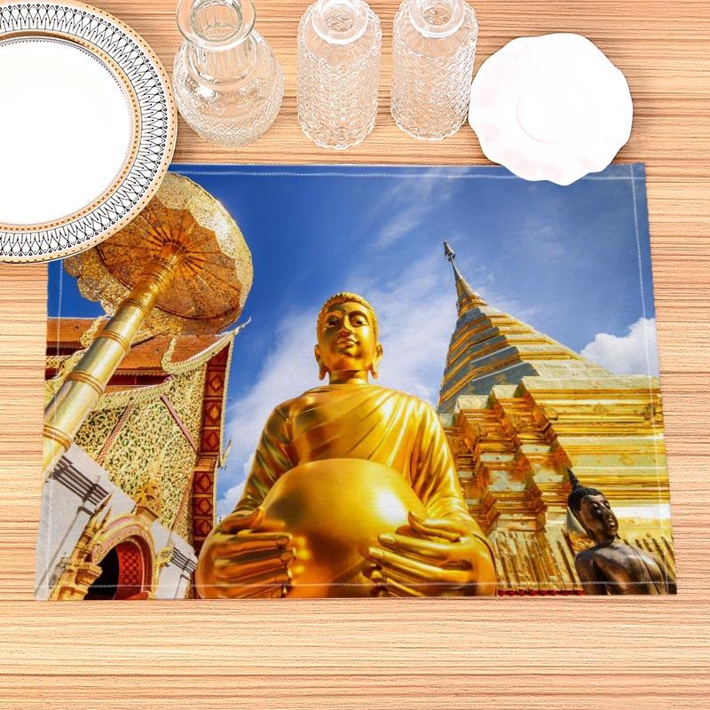 

New York City Print Linen Dining Table Mats Alphabet Kitchen Placemat 30X45cm Coasters Pads Bowl Cup Mat 4pcs-30x45cm