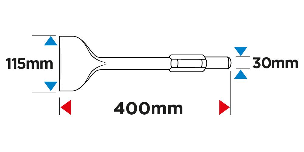 HEX Flat Chisel 115 X 400 Mm