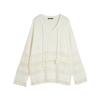French Design Loose Slimming Pullover Sweater With Hollow Fringe Knit Women Tops Off-White EZ48416