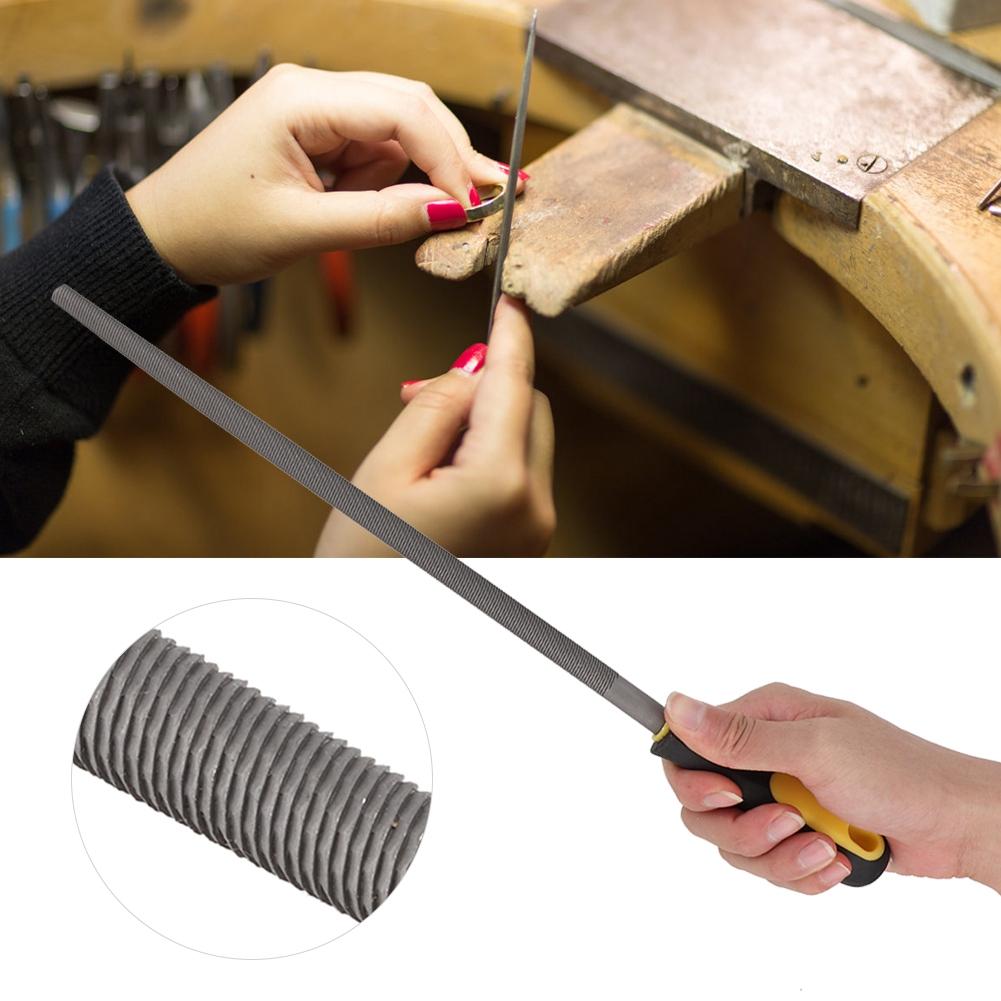 12in Round Mill Steel File Rasp with Handle Sharpening Shaping Tool for Metal ProjectsCoarse Teeth File