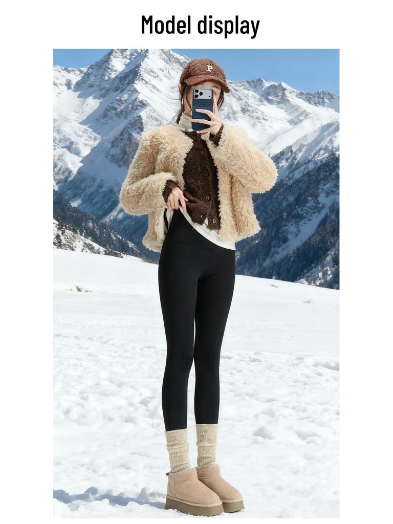 800g Fleece-Lined Thick Shark Winter Yoga Pants for Tall Women, Extended Length, Extra Thick Base Layer