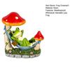 Mushroom Hammock Frog Figurine Garden Frog Statue Lying Frog Ornament for Balcony Yard Art Indoor Desk Decoration