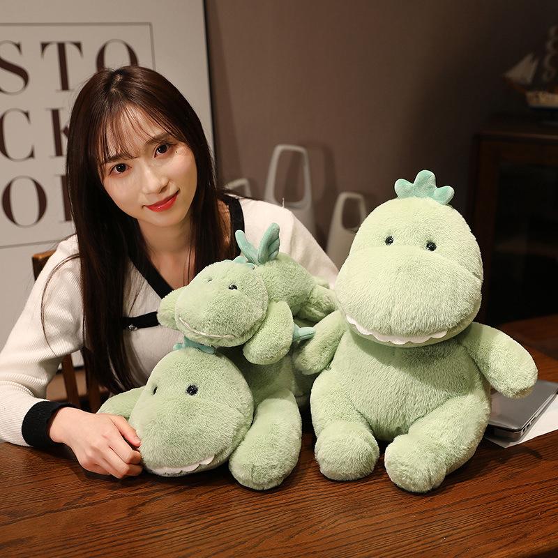 Green Little Dinosaur Doll Plush Toy Angel Dinosaur Doll Children'S Soothing Pillow Rag Doll Birthday Gift