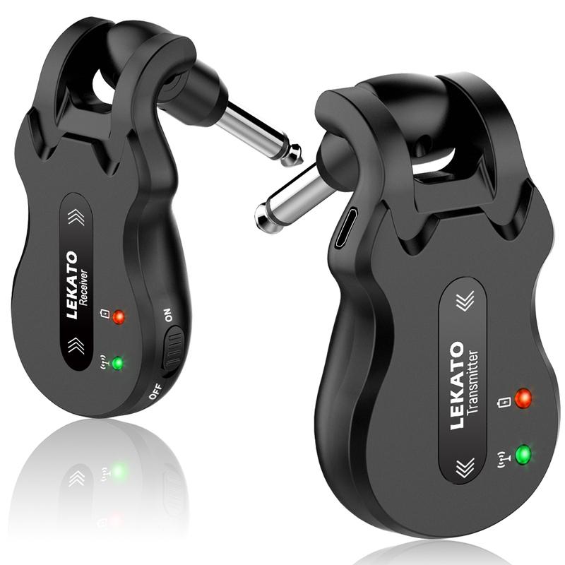 LEKATO Wireless Guitar System Wireless Audio Electric WS-50 5.8Ghz Guitar Transmitter Receiver 4 Channels Transmission Range