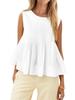Womens Cotton Babydoll Tank Top Sleeveless Pleated Peplum Summer Shirt