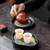 Vintage Black Ceramic Absorbent Tea Tray