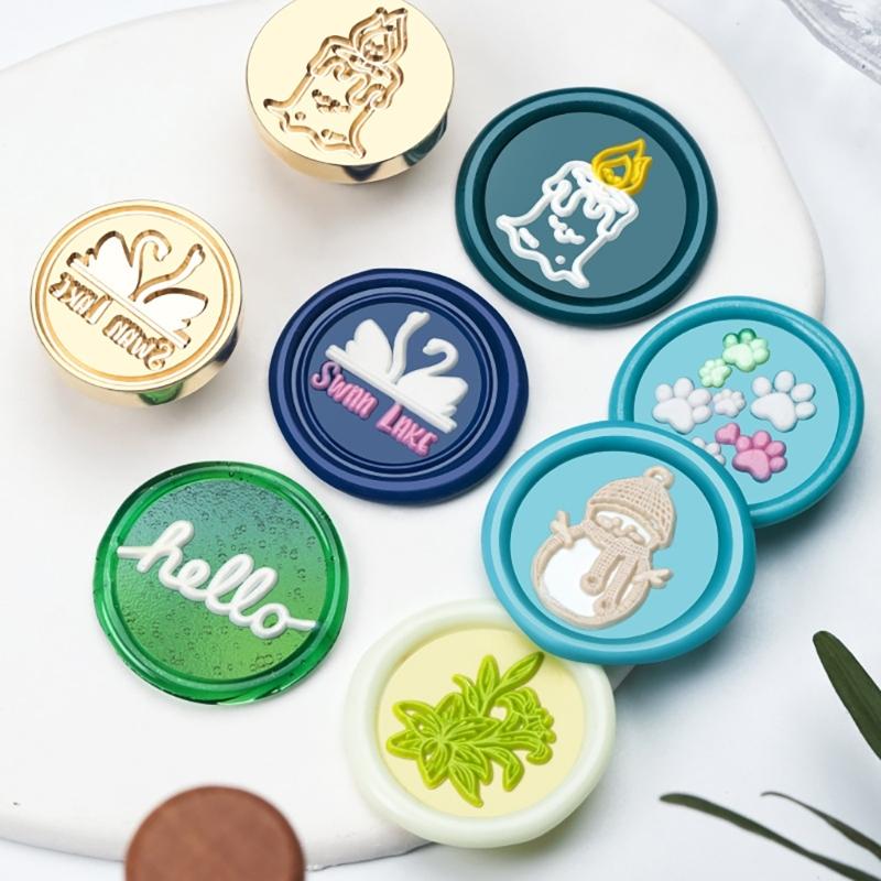 10Pcs Embossed Seal Stamp Head Scrapbooking Stamp Head for Appreciation Card Invitations Envelope Embellishment