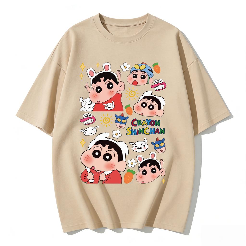 Crayon Shinchan Cute Cartoon T Shirt Unisex Women Kids Family Matching Tee Summer Casual Short Sleeve Cotton Top Fashion Streetwear